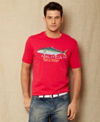 Don't fish around your closet for the same old style- grab this graphic t-shirt from Nautica for a fresh look.