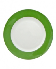 Stripe it rich. This Stripe Up the Bands salad plate from Vera features a vivid green border on durable bone china for effortless modern style. (Clearance)