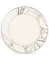 Abstract markings in soft shades of khaki frame this glazed white platter for unconventional elegance. Trimmed with matte platinum for modern polish on casual and formal tables alike. From Noritake's collection of serveware and serving dishes.