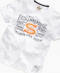 He can rock a grounded style with this graphic t-shirt from Epic Threads, which declares the company's proud pedigree.