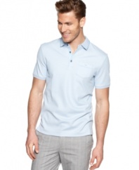 A pique weave adds some soft sheen to your normal polo look with this shirt from Calvin Klein.