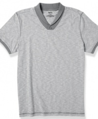 Kick up your casual wardrobe with this cool-collared T shirt from Bar III.
