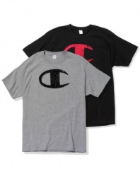 Always a classic. These t-shirts from Champion come with big logo graphics to match your big workout style.