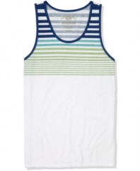 Best of both worlds. Stripes and solids mix perfectly in this American Rag tank for cool, on-the-go casual style.