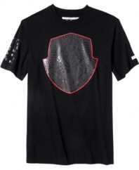Go bold. A big statement graphic on this Sean John shirt is an instant attention-getter.