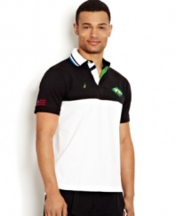 Capture the spirit of the Olympics with this Brazil-inspired polo shirt from Nautica.