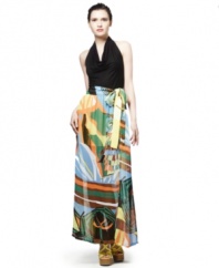 A graphic owl print adds a boldly irreverent appeal to this Neon maxi skirt -- perfect for standout style!