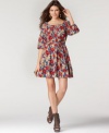 The vibrant print of this Lucky Brand Jeans dress cheers up any day! The swingy belted silhouette with a ruffled hem is made for the modern bohemian. (Clearance)