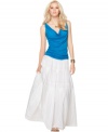 Calvin Klein Jeans softens up a classic cotton maxi skirt with bands of eyelet and embroidered trim.
