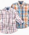 Plaid performs. Whether it's school or a special occasion, this shirt from Tommy Hilfiger fits right in.
