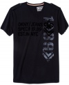Get established. Start building the basics in style with this graphic t-shirt from DKNY Jeans.