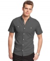 Polish your casual look with this button front shirt from Calvin Klein.