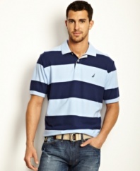 Keep it simple this season. Toss on this polo from Nautica for a casual preppy look.