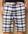 Play up seasonal patterns with these timeless plaid shorts from Nautica.
