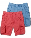 Channel the laid-back spirit of the islands in a pair of these colorful cargo shorts from Guess.