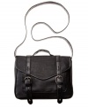Glossy buckled straps elevate this messenger bag from Material Girl above the everyday.