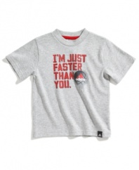 Speed demon. Everyone will know they'll have to try and keep up when he's wearing this tee shirt from adidas.