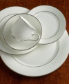 For nearly 150 years, Lenox has been renowned throughout the world as a premier designer and manufacturer of fine china. The simple and classic Hannah Platinum place settings bring timeless refinement to your formal entertaining table, in pure white bone china embossed with a subtle palmetto-leaf design, and banded in platinum. Qualifies for Rebate