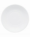 Dine with Wickford dinnerware and tie in timeless sophistication with every meal. This versatile white porcelain saucer has a contemporary shape embossed around the rim with a twisting rope design.