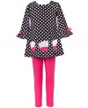 The sweet style of this polka dot cupcake dress and matching leggings set from Rare Editions is a real treat to stock her closet.