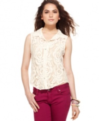 Feminine style gets straight laced with this top from American Rag -- a great pick that adds texture to your go-to denim!