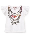 Bling for baby: this flutter sleeve tee is adorned with an overlapping chain print at the neck and chest.