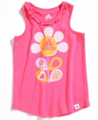 Grow her sporty style with this adorable, ruffled tank from adidas. (Clearance)