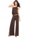 Baby Phat designs a jumpsuit for fierce occasions! From the braided shoulder straps to the woven, hip-slung belt, awesome details make this piece the perfect night-out look!