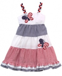 Display her spirit with this darling patriotic sundress from Rare Editions.