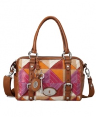 Add some color to your day with this pretty patchwork style from Fossil. A timeless silhouette and signature hardware give this stunning satchel the perfect look for any occasion.