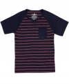Cross the line. Amp up your everyday wear with this striped raglan t-shirt from American Rag.
