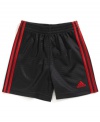 He'll be ready for relaxing in these comfortable mesh shorts from adidas.