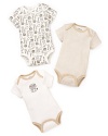 Adorable animals detail these soft cotton onesies - perfect for your little monkey.
