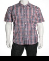 Club Room Plaid Red, White and Blue Button Down Shirt Size M