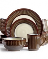Turn any meal into a masterpiece with Gibson's Artiste dinnerware set. A warm palette, classic details and distinct reactive glaze define place settings for the casual table.
