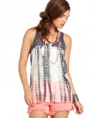 Lace and tie dye make a girly boho statement on this Free People tank -- perfect over the season's bright bottoms!