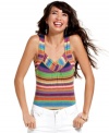 Eye-catching Crayola stripes and girlish, lace trims elevate this American Rag top from great to glorious!