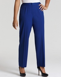 Jazz up the 9-to-5 with these sleek Jones New York Collection trousers that come cropped and covered in cobalt. Pair with a jewel-toned blouse for of-the-moment color blocking.
