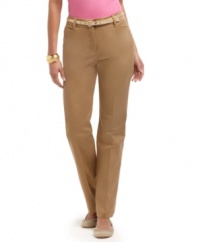 Charter Club offers a slimming look for everyday with these easy pants. An interior tummy panel gives you the fit you love; a choice of neutral colors lends lots of outfit options!