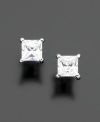 Sparkling princess-cut cubic zirconia stud earrings (1 ct. t.w.) by B. Brilliant are the perfect choice for day or night. Set in sterling silver.