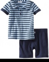 Splendid Littles Baby-boys Infant Florence Stripe Polo and Short Set, Sky, 12-18 Months