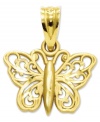 Create a dazzling focal point to any chain with this ornate filigree butterfly charm. This natural beauty is intricately carved in 14k gold. Chain not included. Approximate drop length: 1/2 inch. Approximate drop width: 1/2 inch.