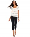 Lacy stripes' elevate INC's pretty petite peasant top -- try it with jeans or go fancier and pair it with a flirty skirt!