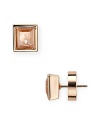 It's hip to be square: MICHAEL Michael Kors' sharp rose gold studs are add a tasteful hit of shine to you look, anytime.