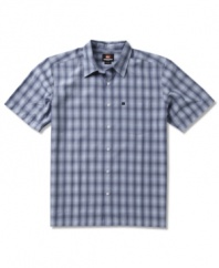 Clean and crisp. A smooth design makes this shirt from Quiksilver an instant classic to add to your summer wardrobe.