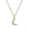 Meira T 14K Yellow Gold Baby Crescent Moon Charm Accented With Pave Diamond Necklace