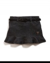 GUESS Kids Girls Knit Denim Flip Skirt with Belt, BLACK (2T)