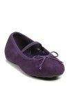 The classic suede ballet flat, finished simply with a bow-tie detail at the top.