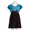 Little Girls 5 Black Teal Stripe Sequin Vest Heart Knit Fall Dress