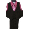 Spool 23 Brown Toddler Vest Set with Rose Pink Dress Shirt and Tie-Brown/Rose-4